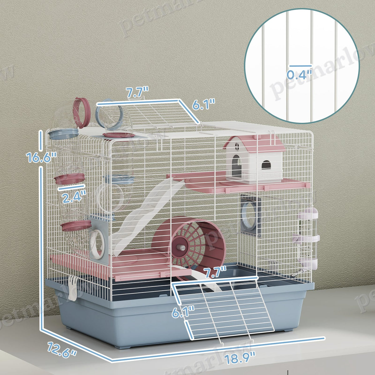 Hamster Cage with Exercise Wheel and Accessories – view 4
