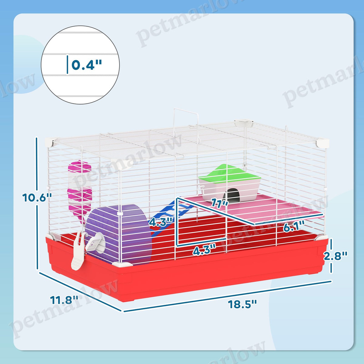 Hamster Cage with Exercise Wheel and Accessories – view 5