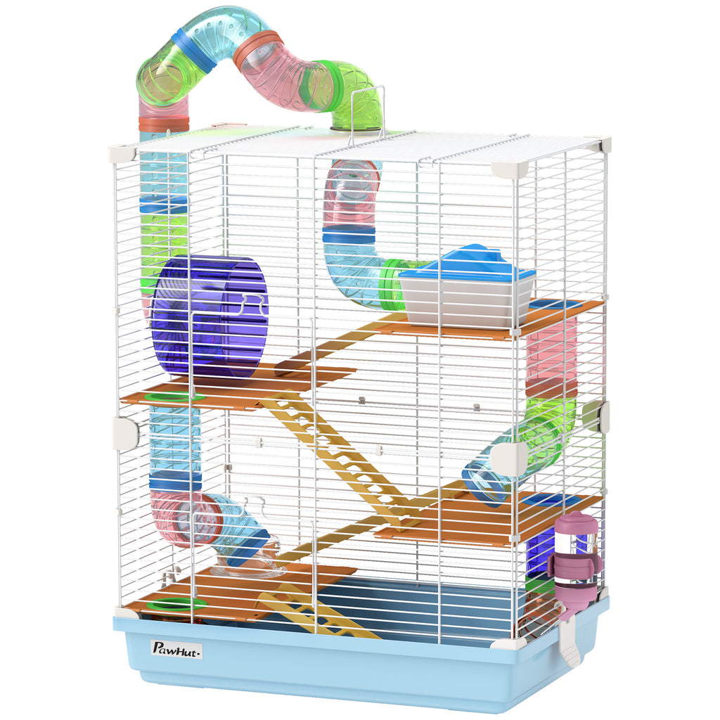 Hamster Cage with Exercise Wheels and Tubes