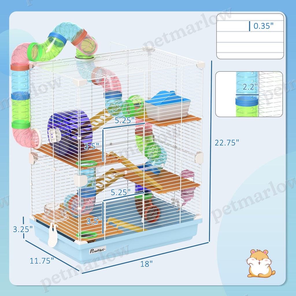 Hamster Cage with Exercise Wheels and Tubes