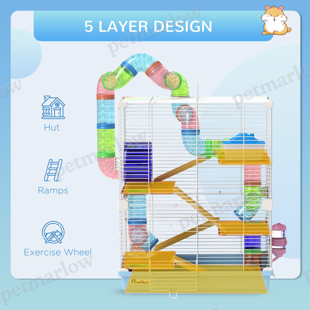 Hamster Cage with Exercise Wheels and Tubes