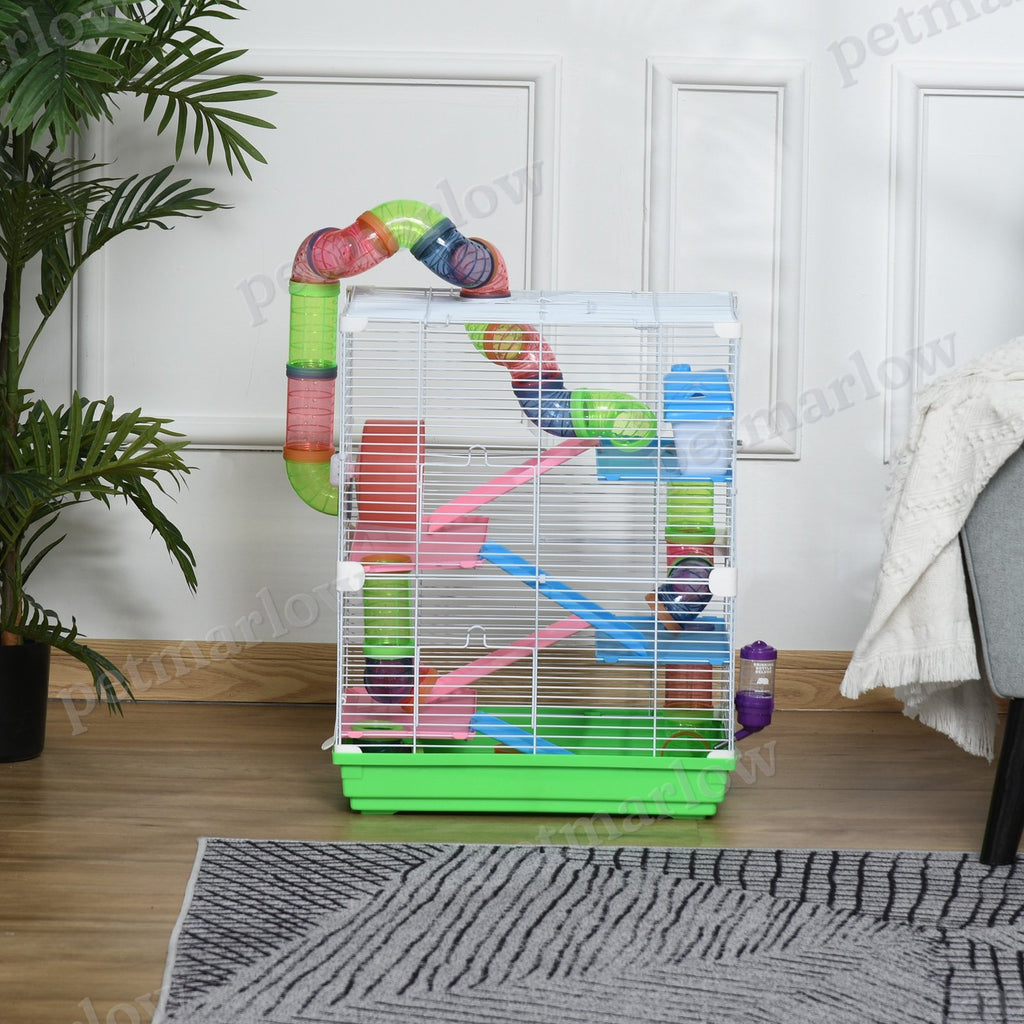 Hamster Cage with Exercise Wheels and Tubes for Small Animals