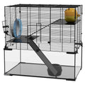 Hamster Cage with Glass Basin for Small Animals – Black / 690x490x320 mm