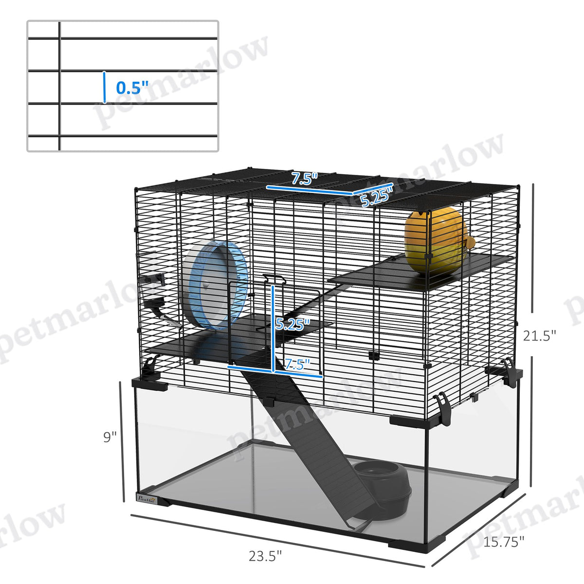 Hamster Cage with Glass Basin for Small Animals – view 5