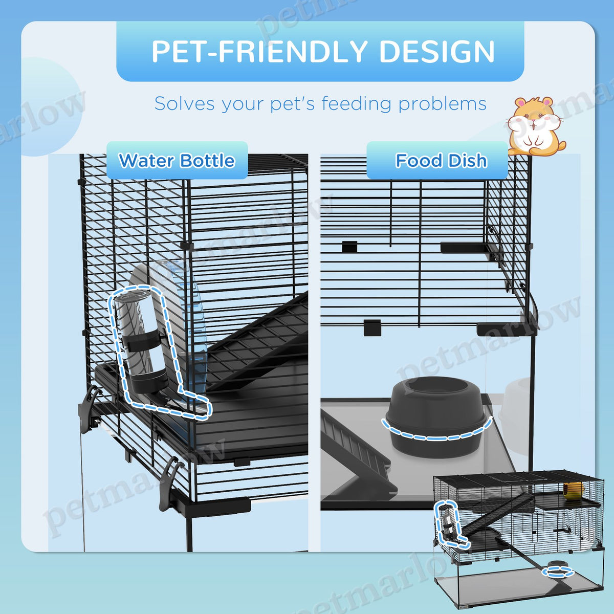 Hamster Cage with Glass Basin for Small Pets – view 4