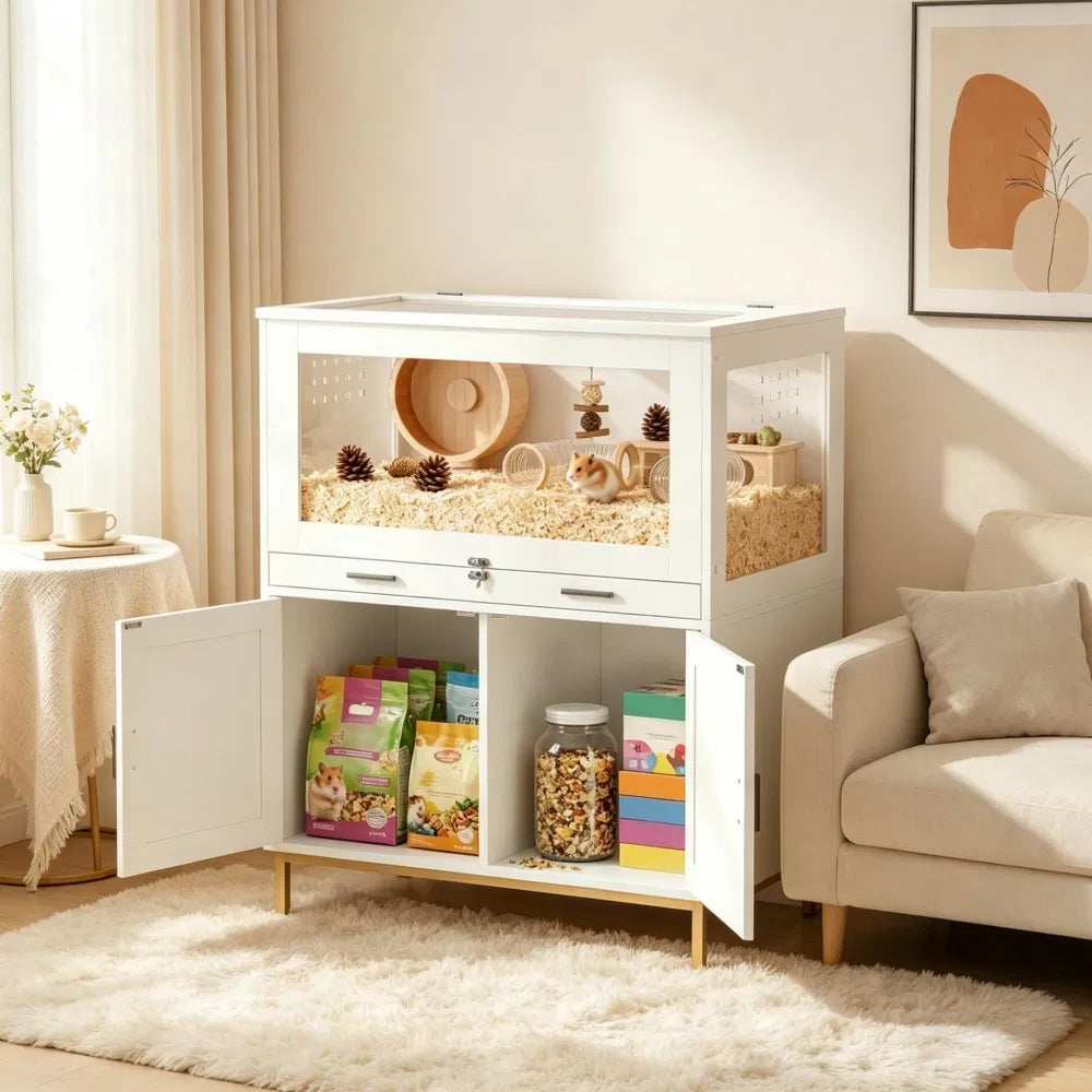 Hamster Cage with Storage Cabinet for Small Animals – view 2