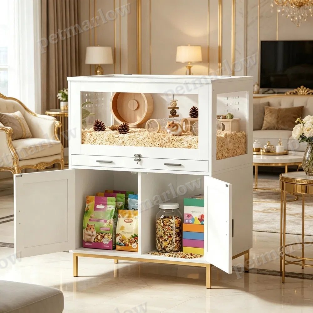 Hamster Cage with Storage Cabinet for Small Animals – view 3