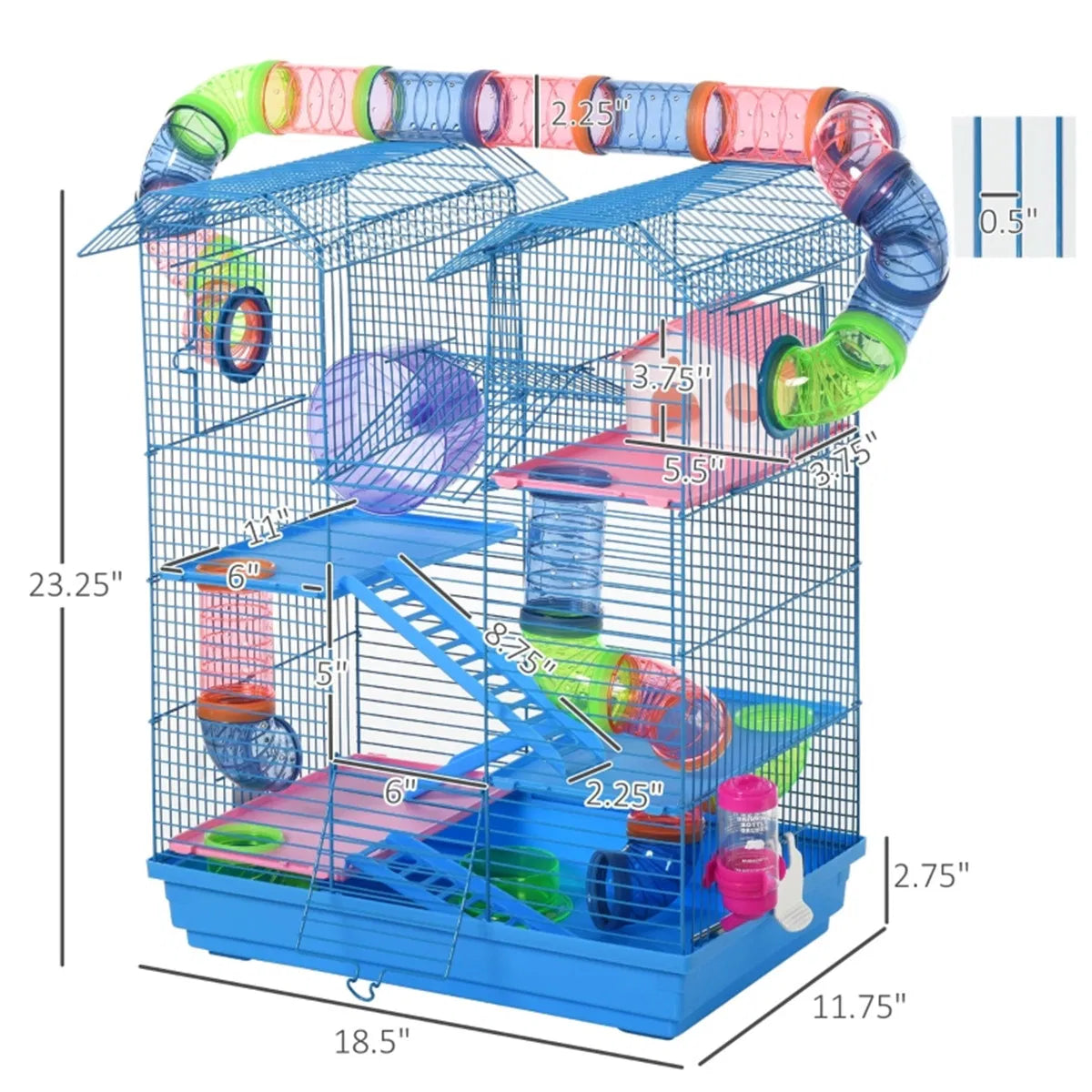 Hamster Cage with Tubing System and Accessories