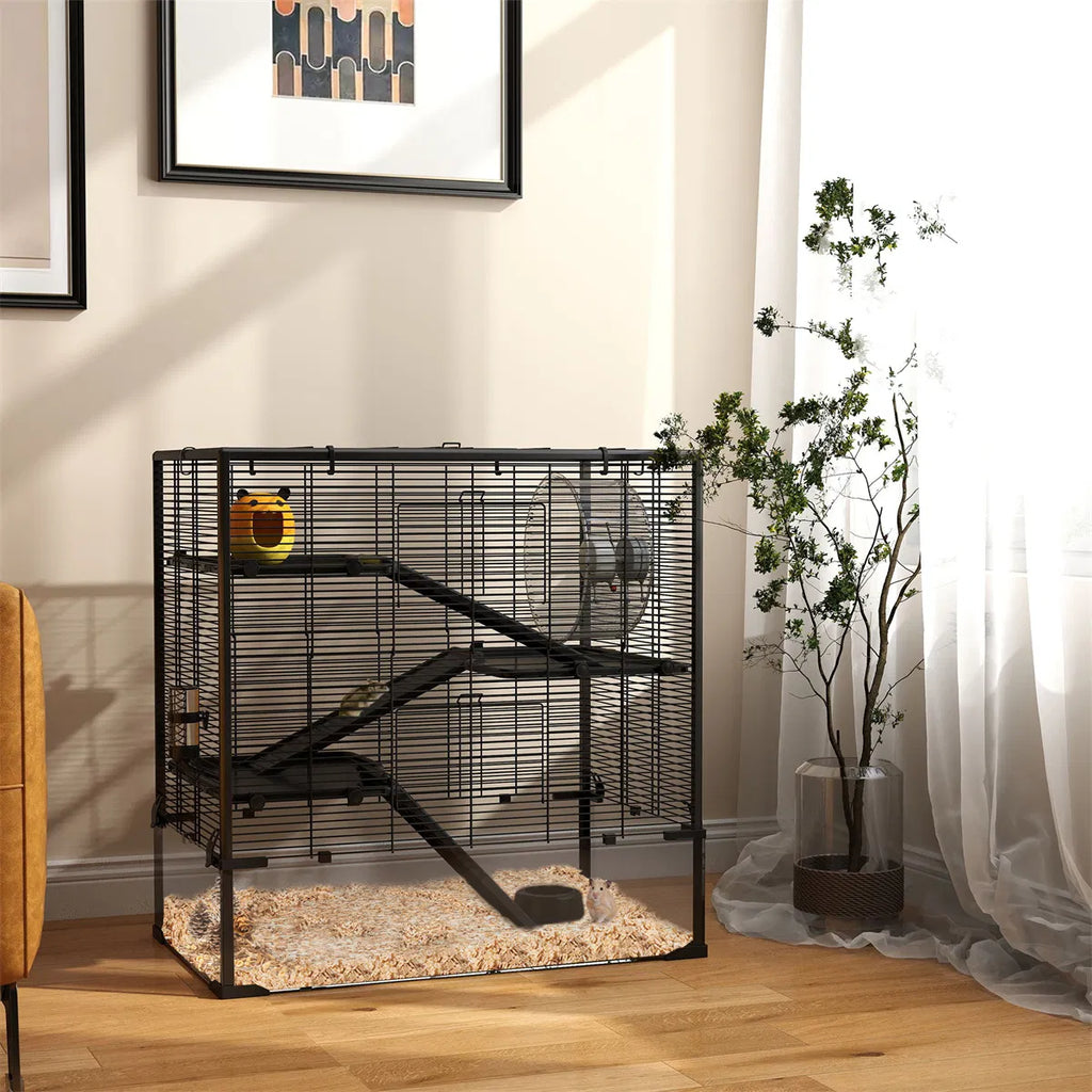 Hamster Tank with Four-Tier Design and Accessories