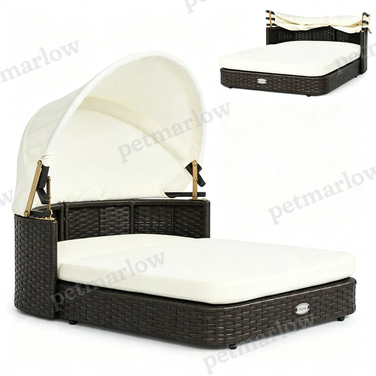 Hand-Woven PE Rattan Dog Bed with Canopy – view 5