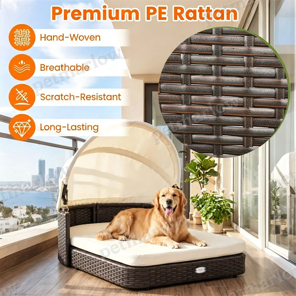 Hand-Woven PE Rattan Dog Bed with Canopy – view 6