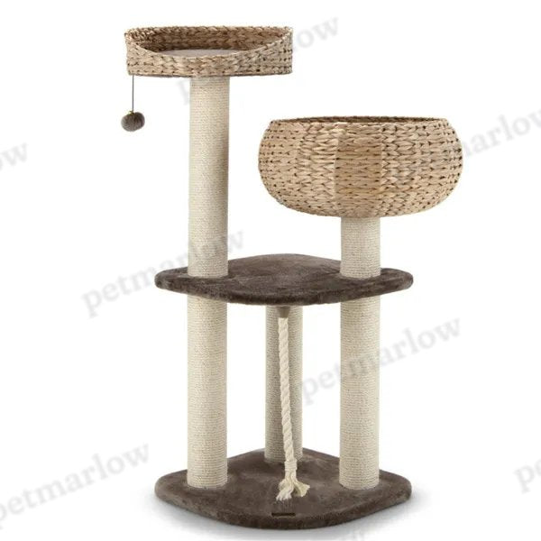 Hand-Woven Water Hyacinth Cat Tree with Scratching Posts – view 6