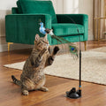 Hands-Free Interactive Cat Wand Toy with Natural Feathers & Suction Cup – Peacock