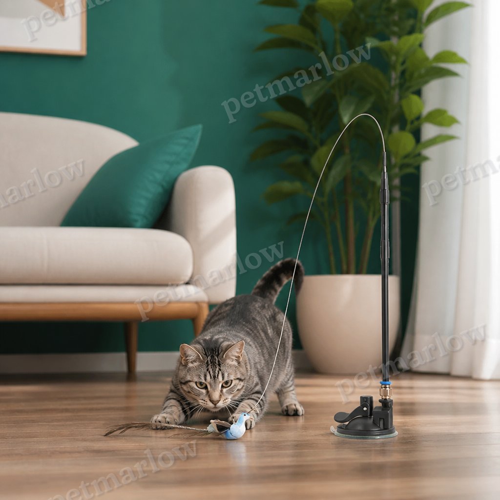 Hands-Free Interactive Cat Wand Toy with Natural Feathers & Suction Cup – view 5