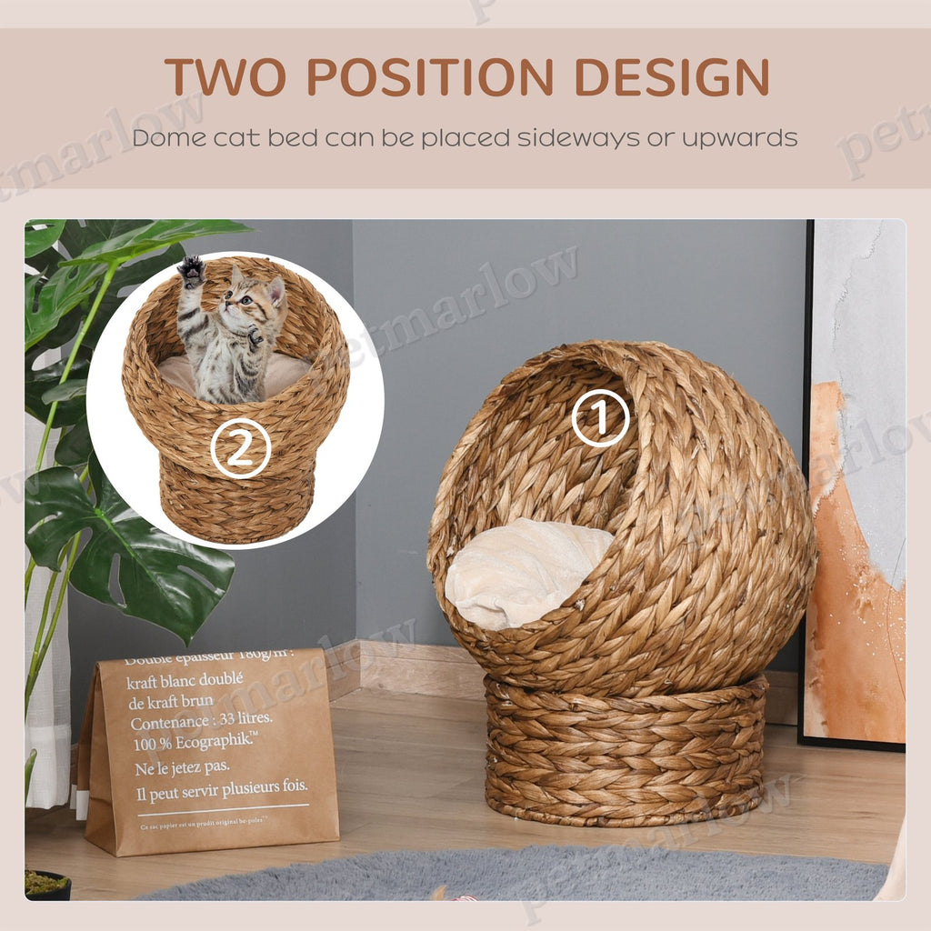 Handwoven Elevated Cat Bed with Soft Cushion – view 5
