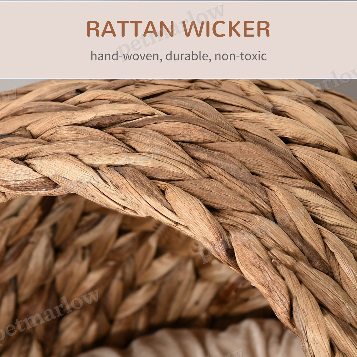 Handwoven Elevated Cat Bed with Soft Cushion – view 6