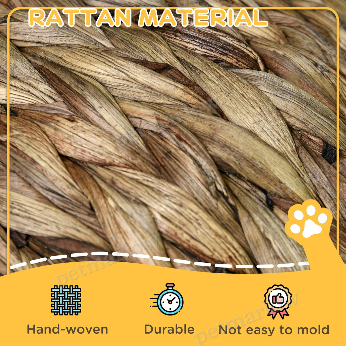Handwoven Elevated Cat Bed with Soft Cushion – view 5
