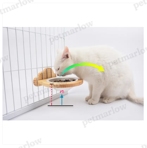 Hanging Bowl for Cats - Wall Mount Support with Cloud-Shaped Wooden Frame – view 6
