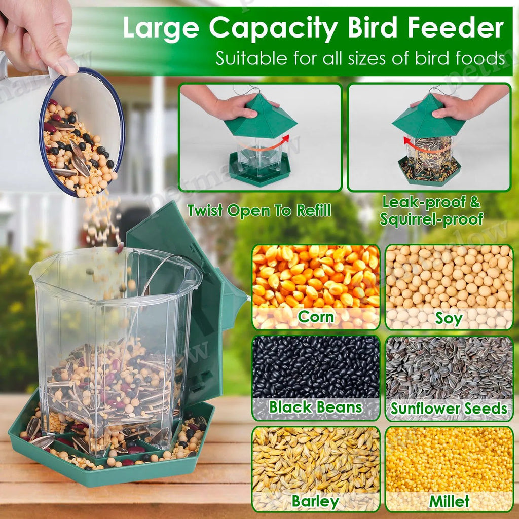 Hanging Gazebo Bird Feeder with Large Capacity and 6 Ports – view 3