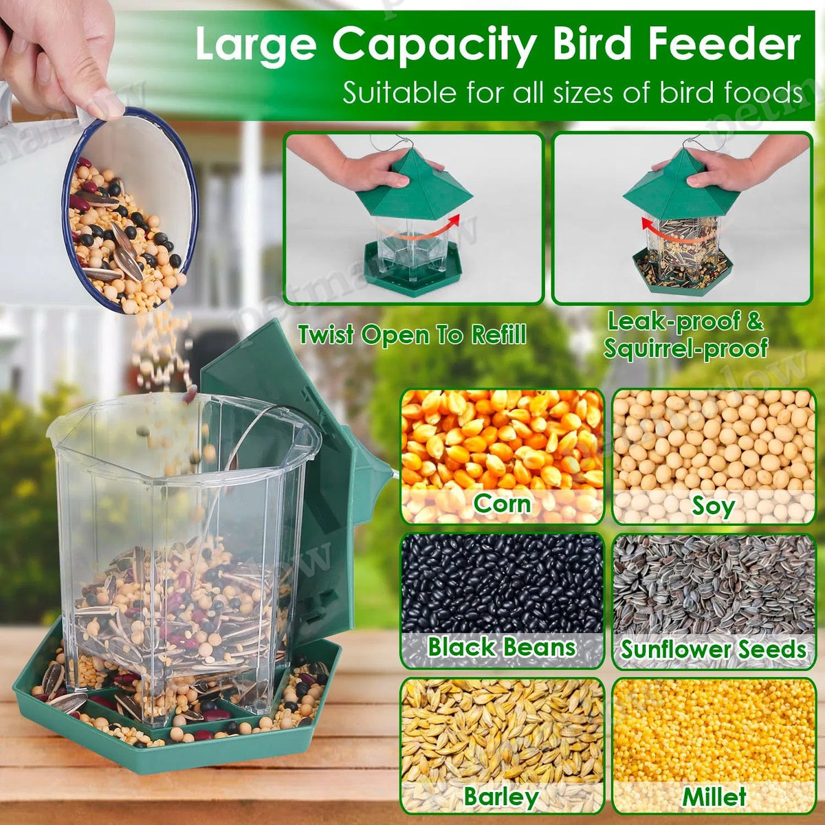 Hanging Gazebo Bird Feeder with Large Capacity and 6 Ports – view 3