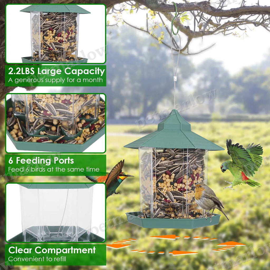 Hanging Gazebo Bird Feeder with Large Capacity and 6 Ports – view 6