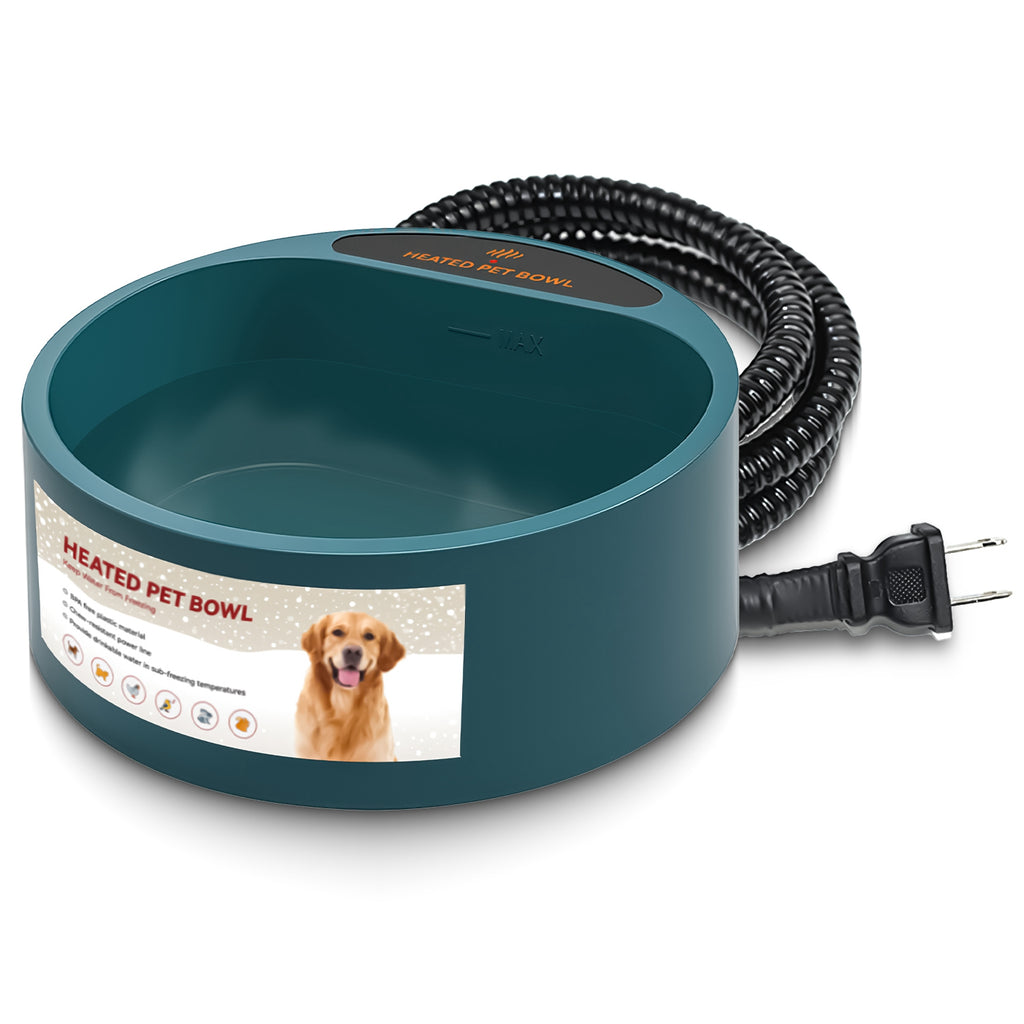 Heated Water Bowl for Dogs and Cats - 74.4oz Capacity – Army Green