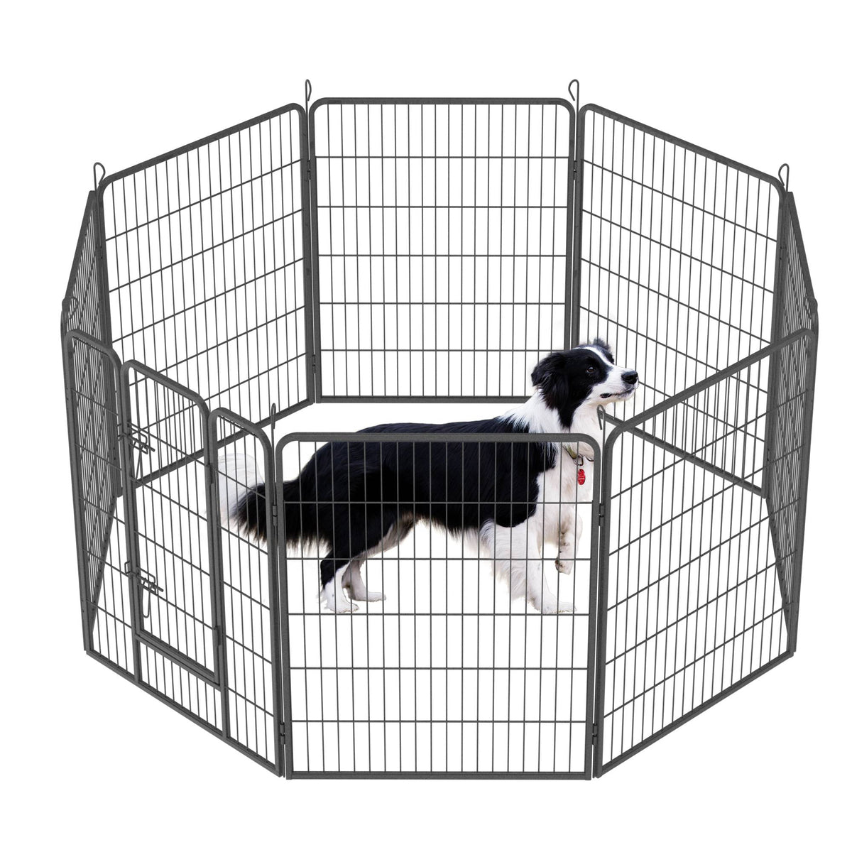 Heavy-Duty 8 Foldable Panels Dog Playpen – Black