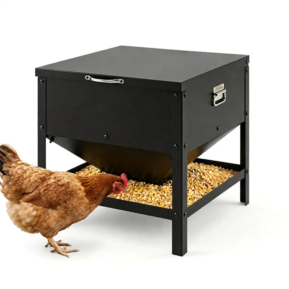 Heavy Duty Chicken Feed Hopper with Lift Top Cover for Poultry – view 2