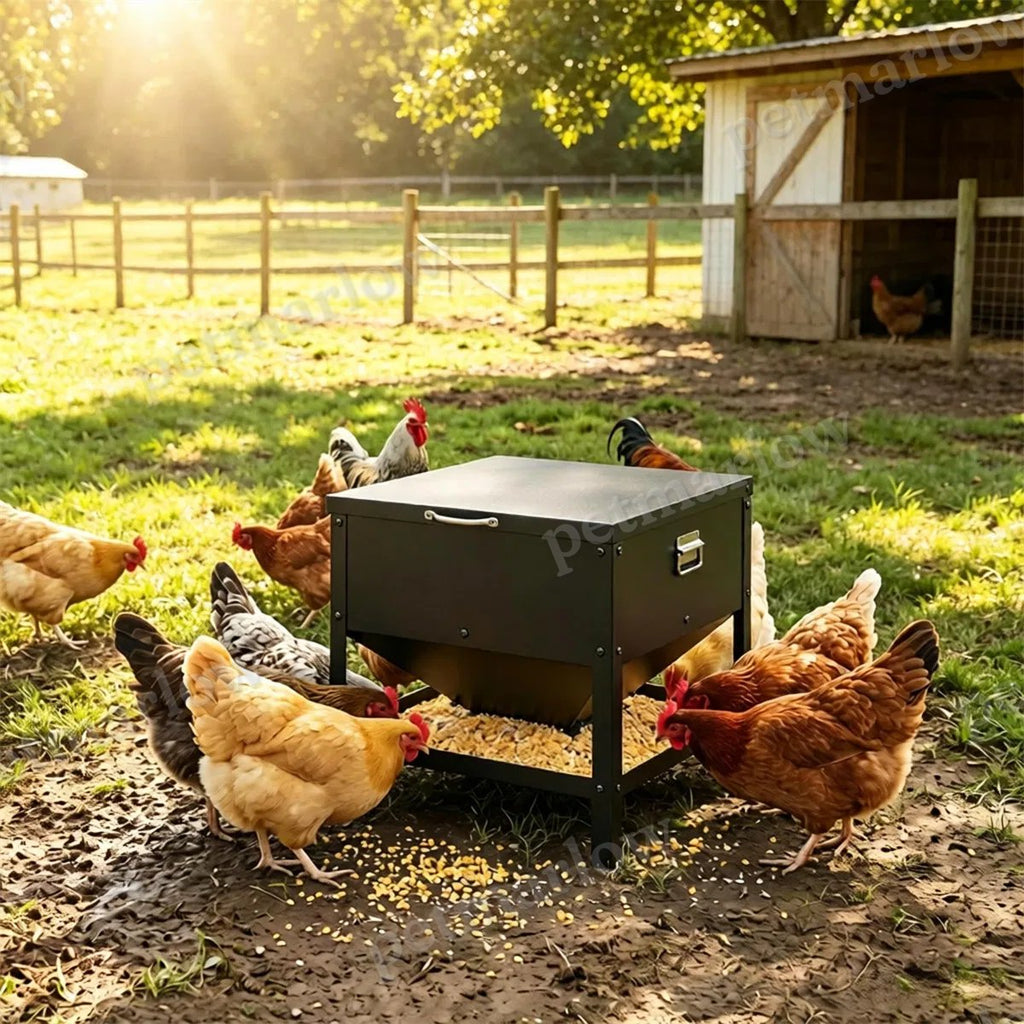Heavy Duty Chicken Feed Hopper with Lift Top Cover for Poultry – view 4