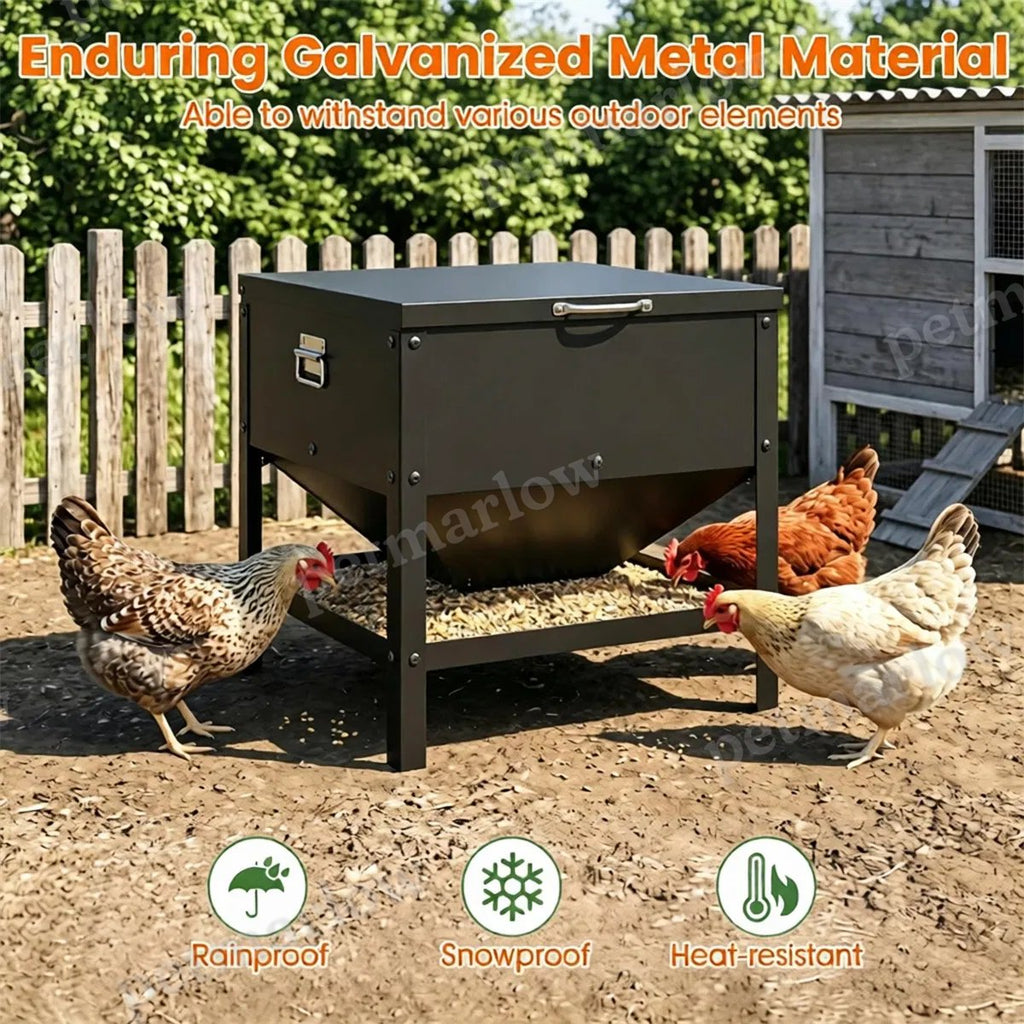 Heavy Duty Chicken Feed Hopper with Lift Top Cover for Poultry – view 5