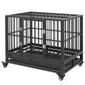 Heavy Duty Dog Crate with Lockable Wheels and Double Doors – Gray / 940x640x180 mm
