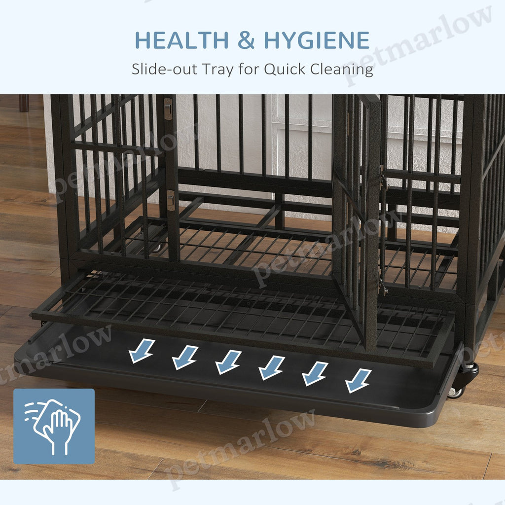 Heavy Duty Dog Crate with Lockable Wheels and Double Doors – view 4