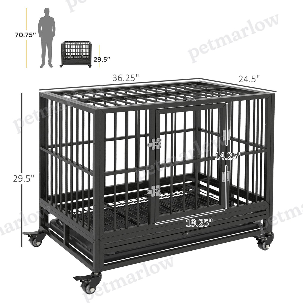 Heavy Duty Dog Crate with Lockable Wheels and Double Doors – view 5