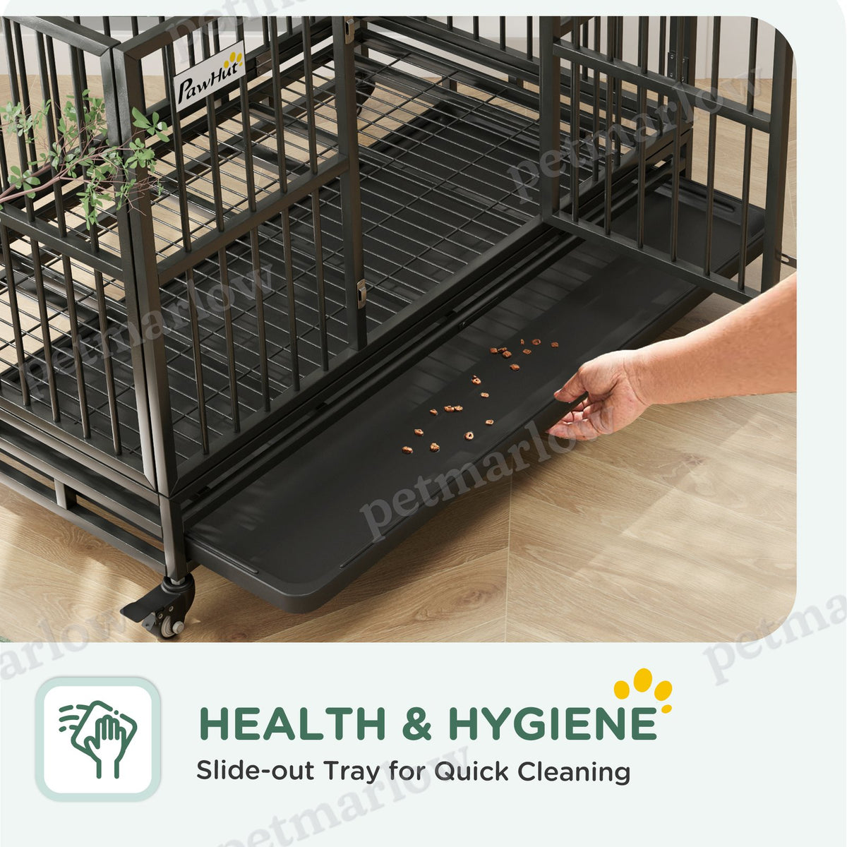 Heavy Duty Dog Crate with Lockable Wheels and Double Doors – view 5