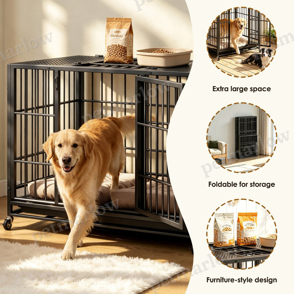 Heavy Duty Dog Crate with Lockable Wheels – view 4