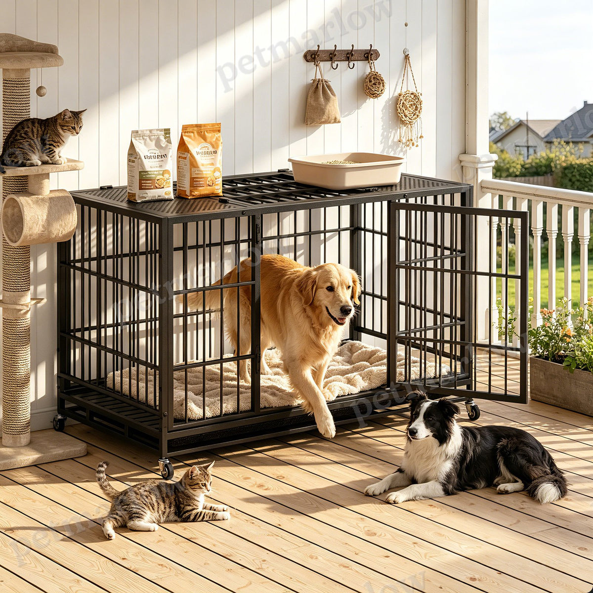 Heavy Duty Dog Crate with Lockable Wheels – view 4