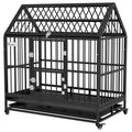 Heavy Duty Dog Crate with Openable Roof for Large Dogs – Black