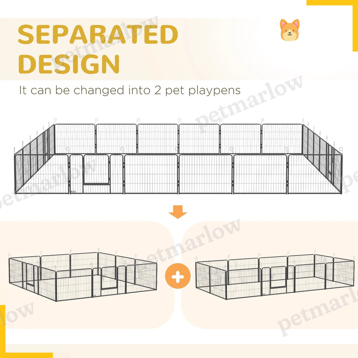 Heavy Duty Dog Playpen for Small and Medium Dogs, Grey – view 3