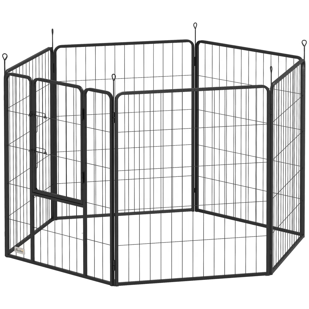 Heavy Duty Dog Playpen with Door for Large Dogs – Black