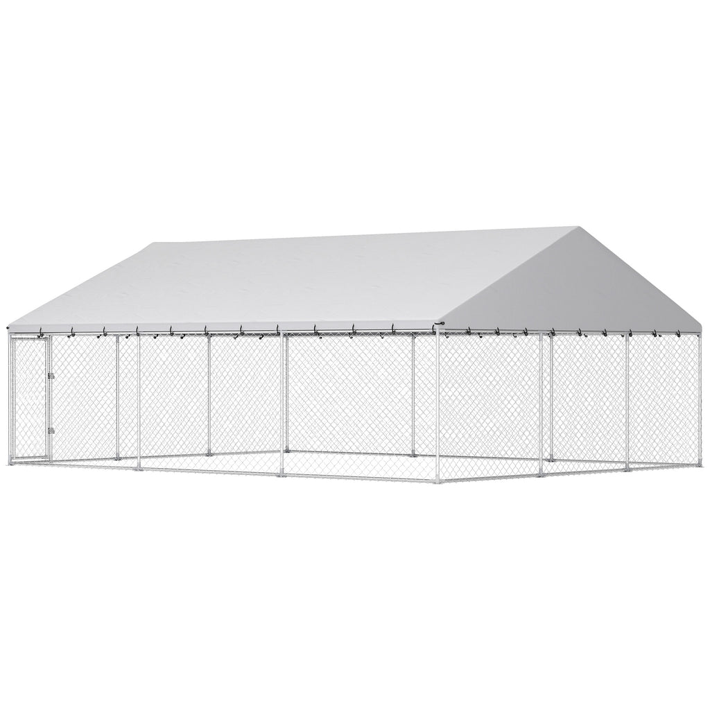 Heavy Duty Outdoor Dog Kennel with Waterproof Roof – Silver / 1540x260x240 mm