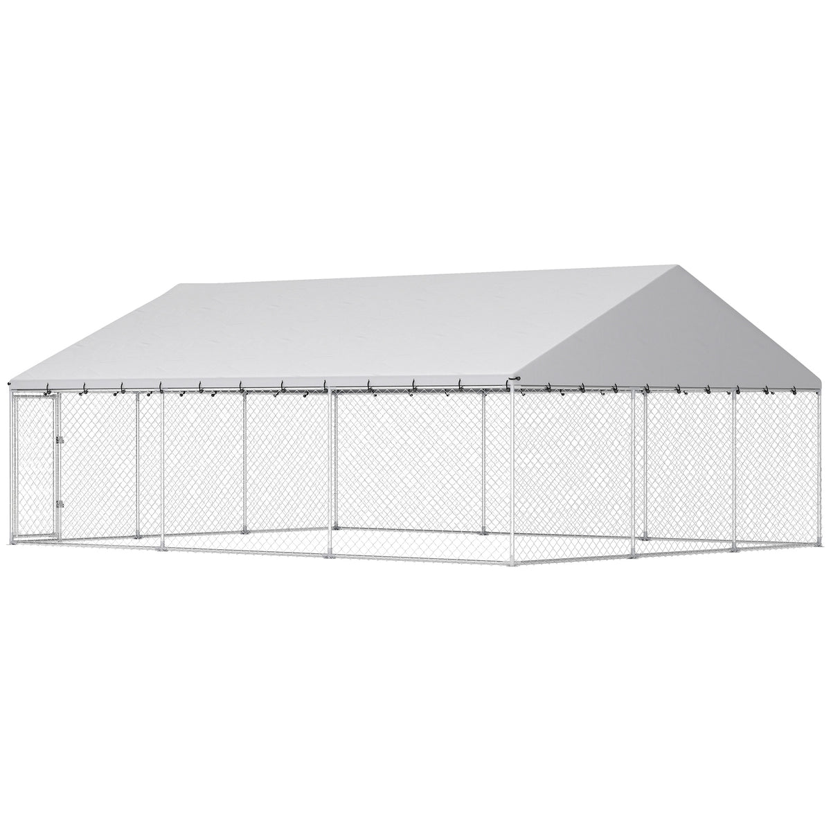 Heavy Duty Outdoor Dog Kennel with Waterproof Roof – Silver / 1540x260x240 mm
