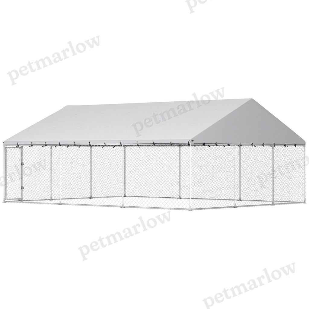 Heavy Duty Outdoor Dog Kennel with Waterproof Roof – Silver / 1540x260x240 mm