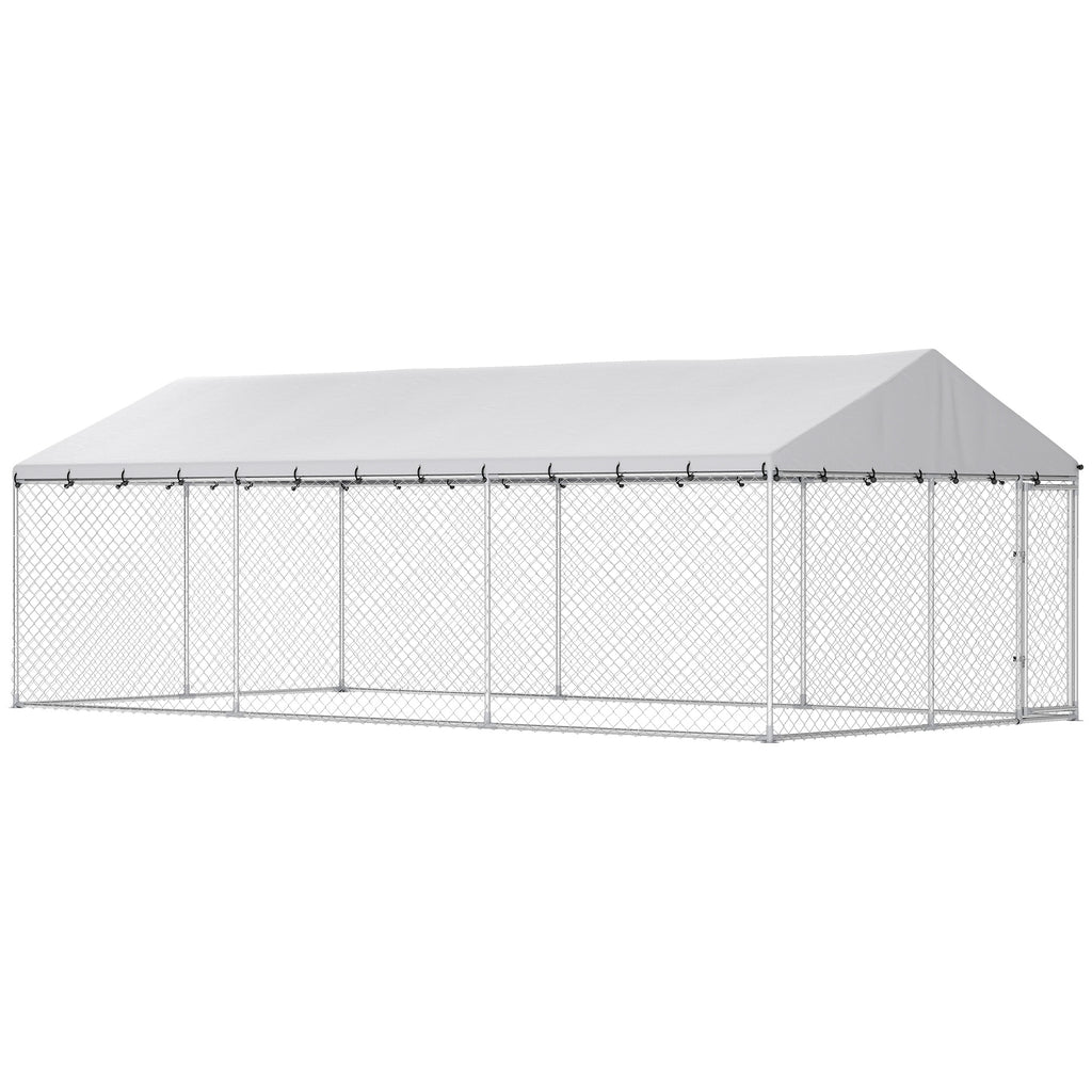 Heavy Duty Outdoor Dog Kennel with Waterproof Roof – Silver / 1560x270x280 mm