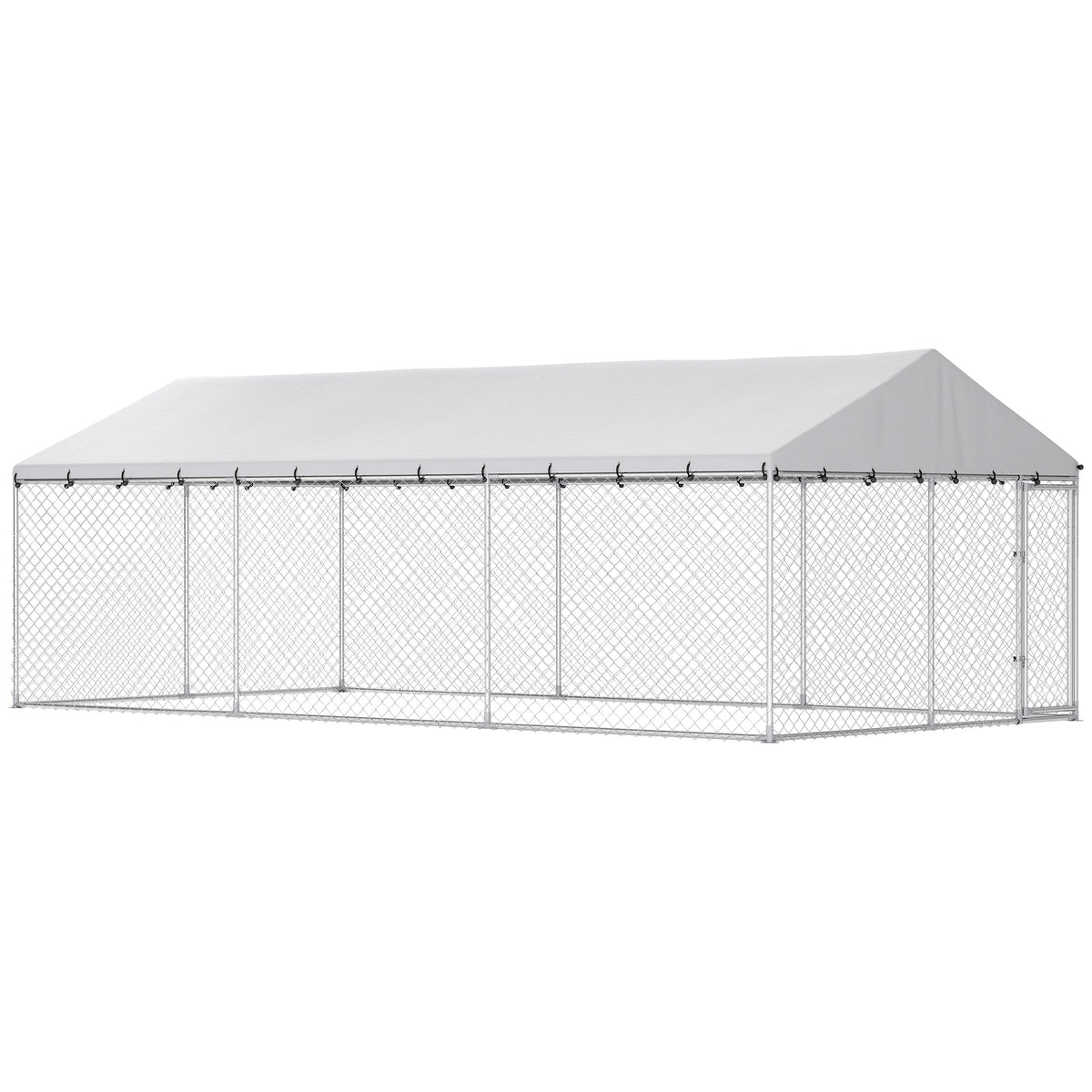 Heavy Duty Outdoor Dog Kennel with Waterproof Roof – Silver / 1560x270x280 mm