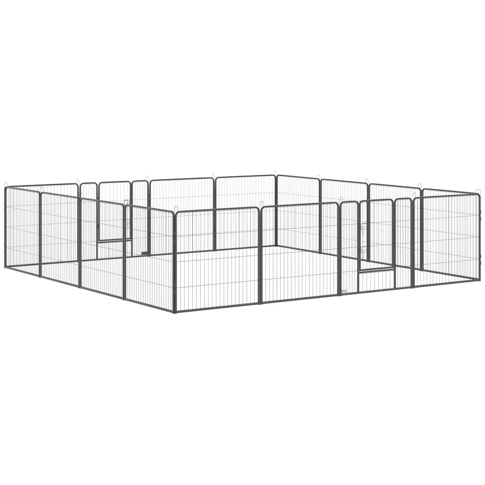 Heavy Duty Pet Playpen for Dogs, 16 Panels Steel Fence – Grey