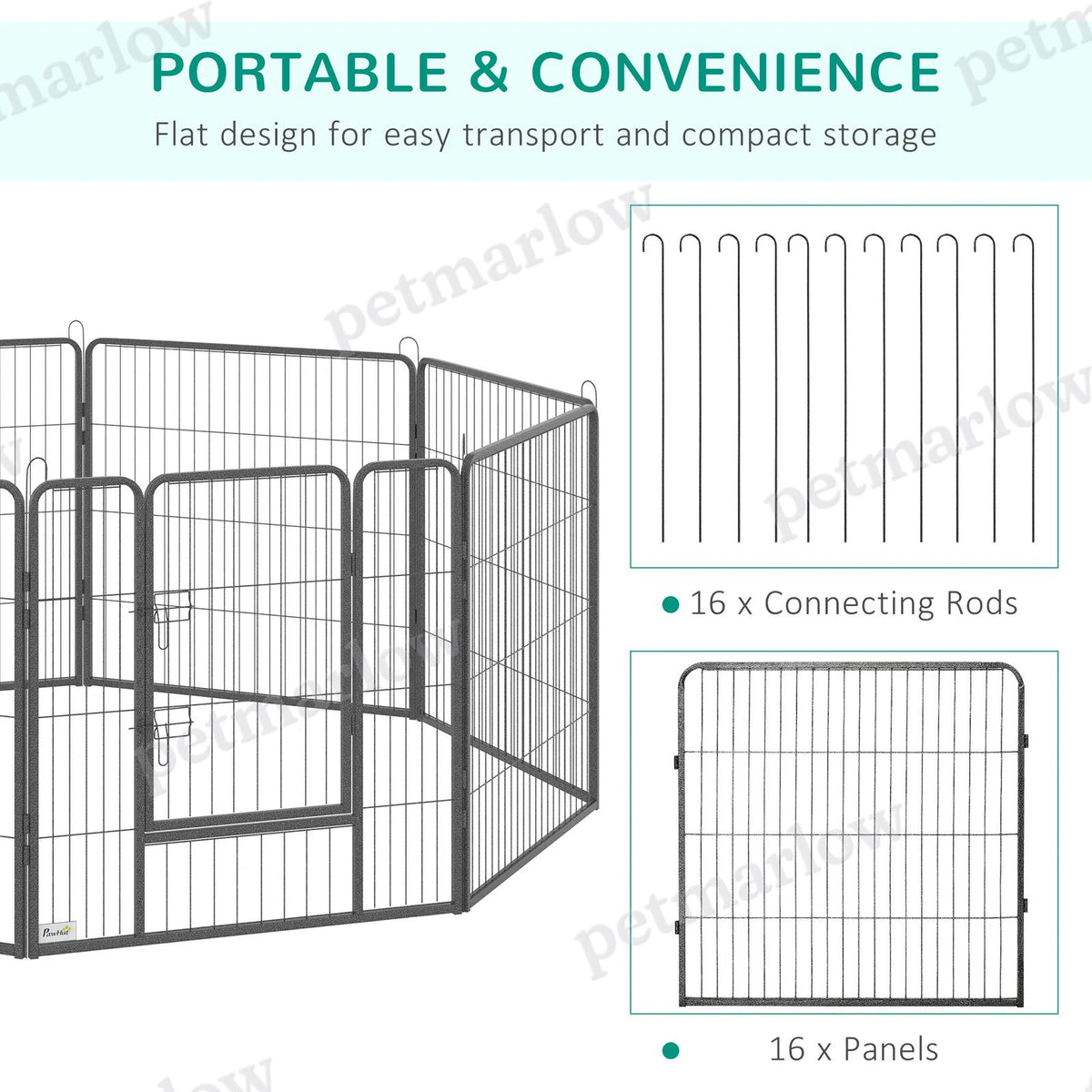 Heavy Duty Pet Playpen for Dogs, 16 Panels Steel Fence – view 6