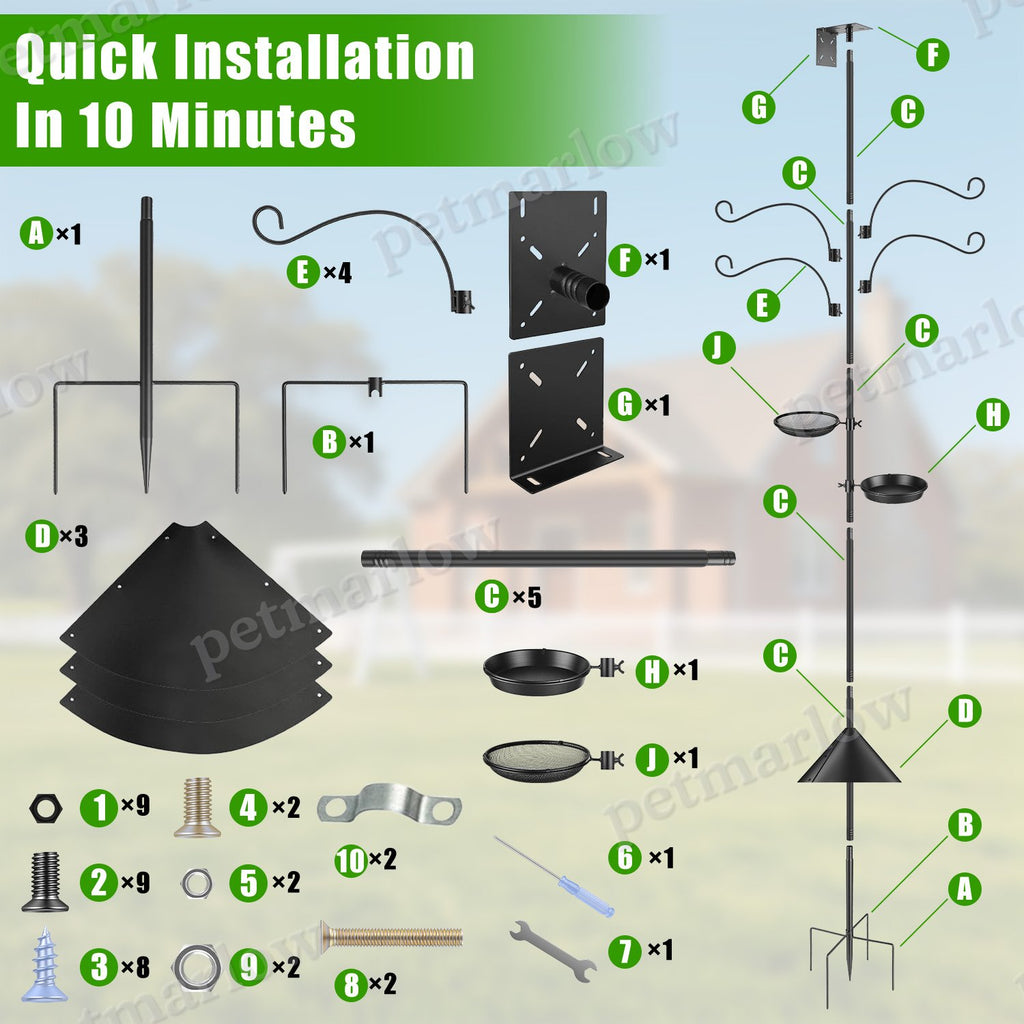 Heavy-Duty Squirrel Proof Bird Feeder Pole – view 2