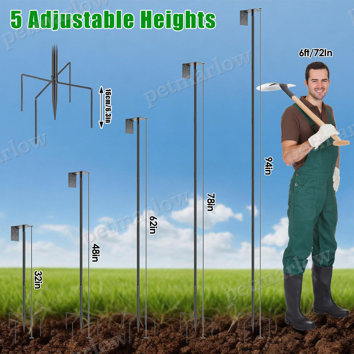 Heavy-Duty Squirrel Proof Bird Feeder Pole – view 5