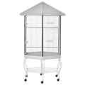 Hexagon Covered Canopy Bird Cage – White / 1060x900x185 mm