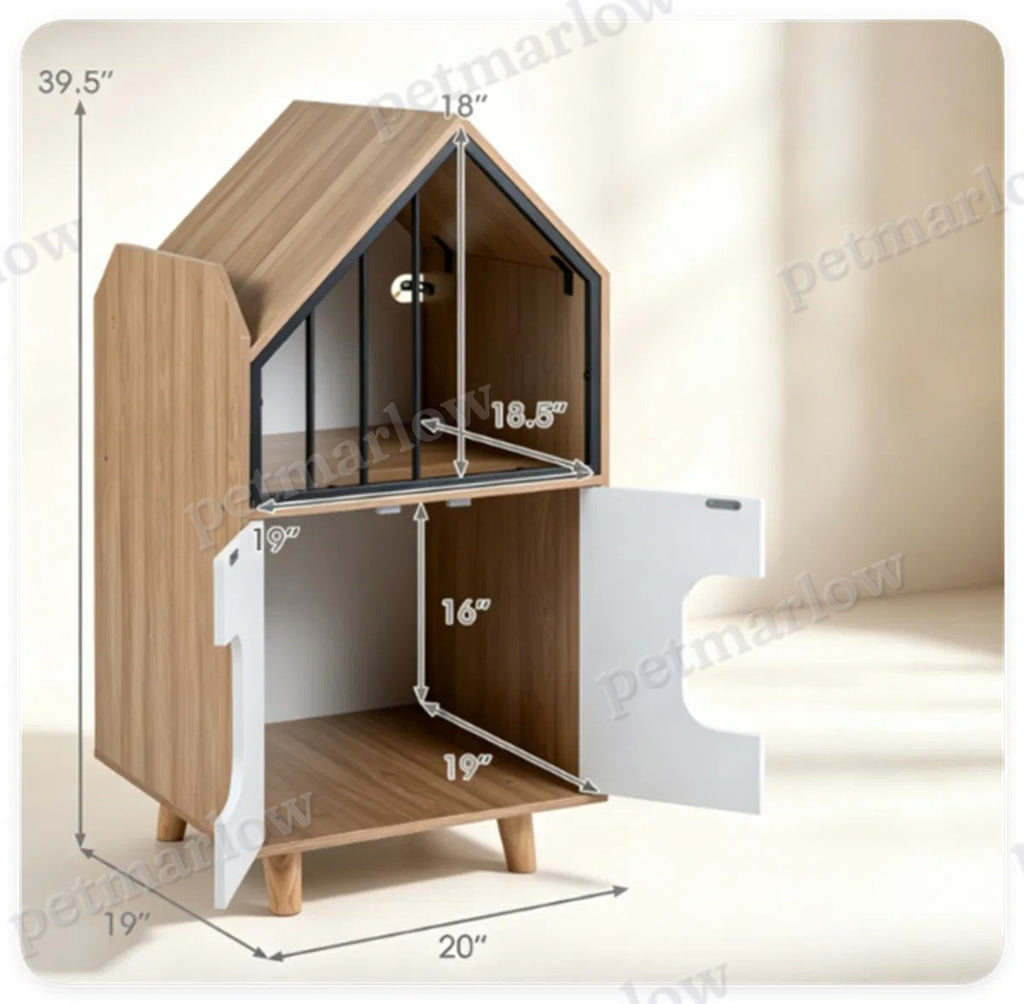Hidden Cat Litter Box Furniture with Elevated Lounge – view 5